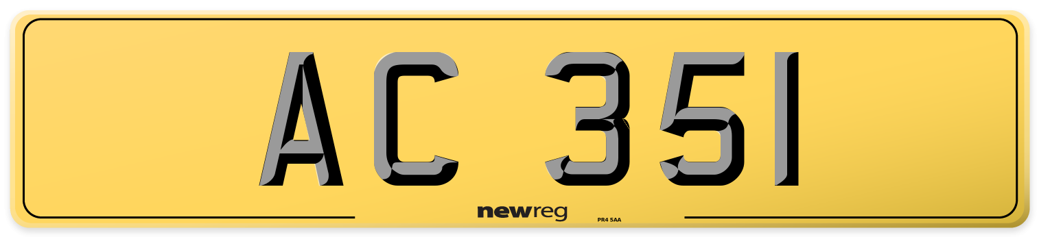 AC 351 Rear Number Plate