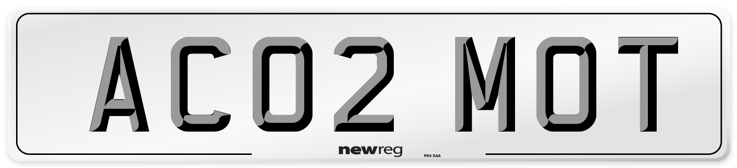 AC02 MOT Front Number Plate