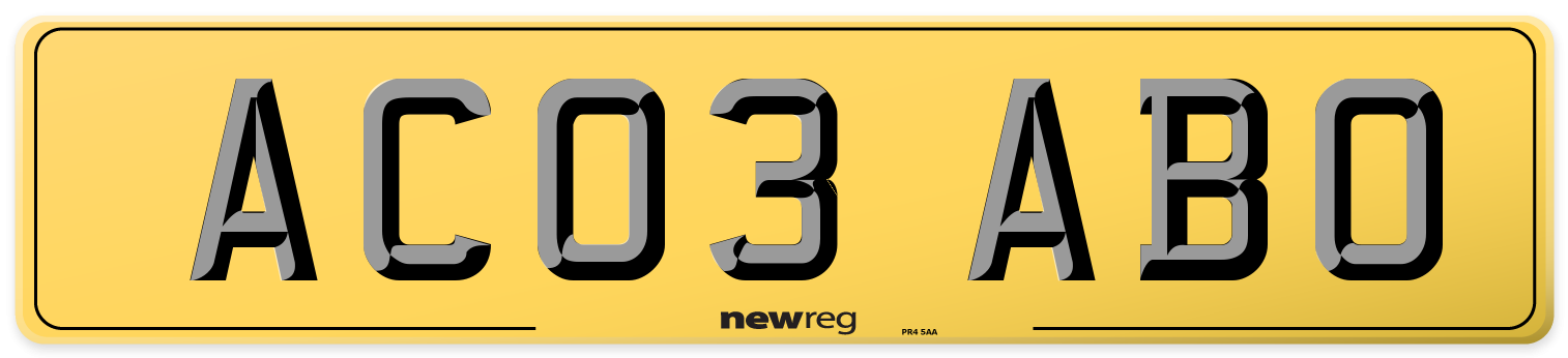 AC03 ABO Rear Number Plate