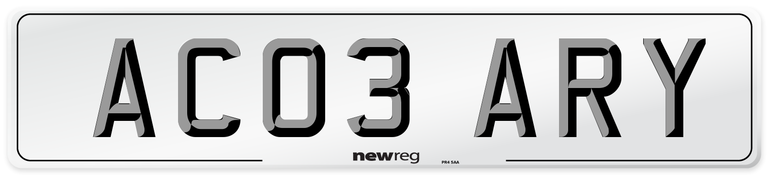 AC03 ARY Front Number Plate