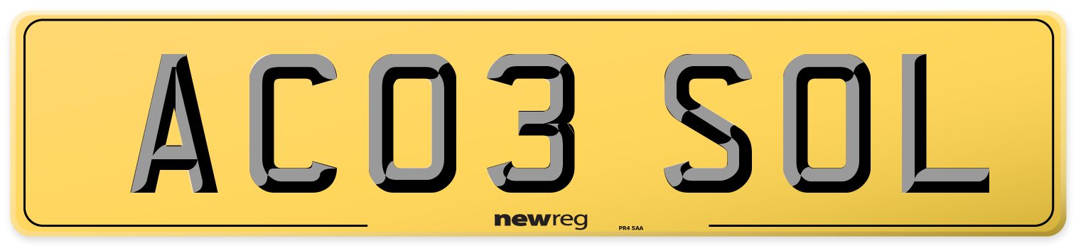 AC03 SOL Rear Number Plate