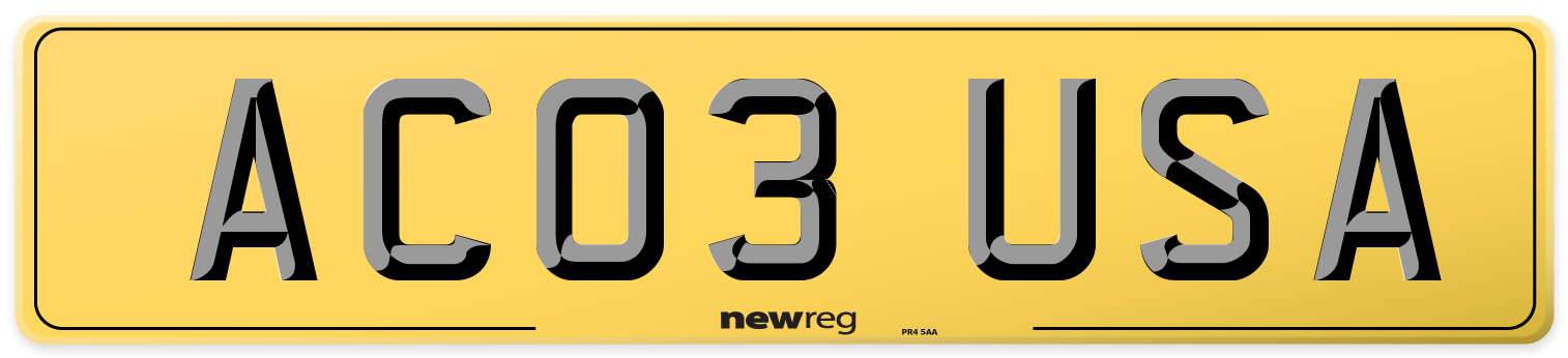 AC03 USA Rear Number Plate