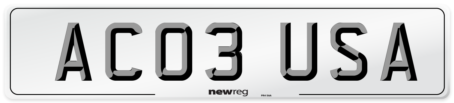 AC03 USA Front Number Plate