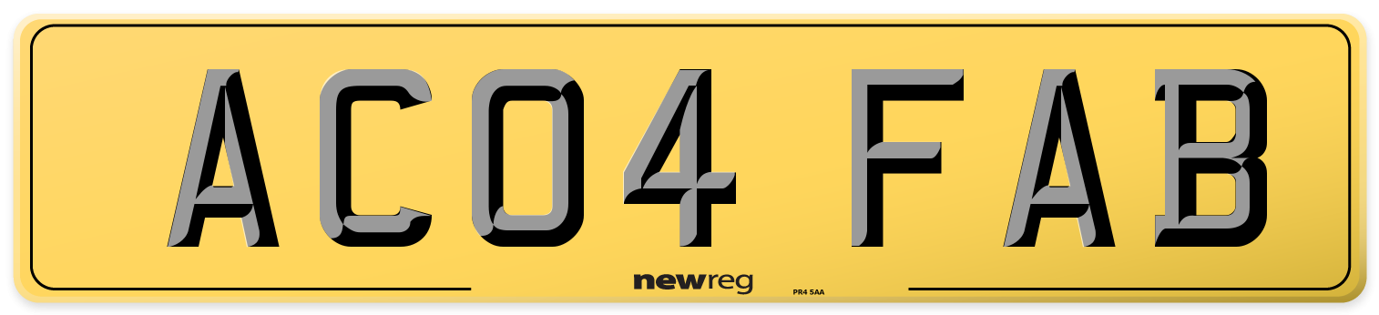 AC04 FAB Rear Number Plate