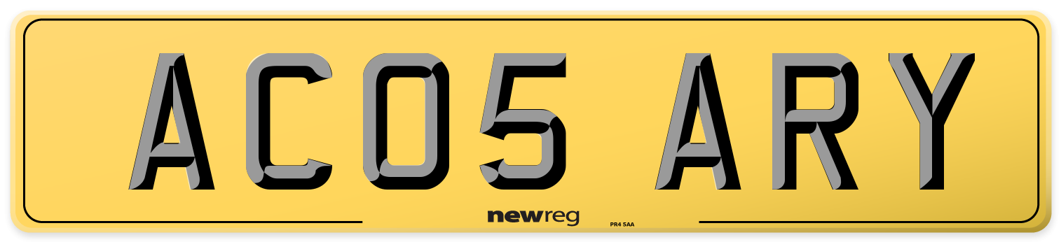 AC05 ARY Rear Number Plate