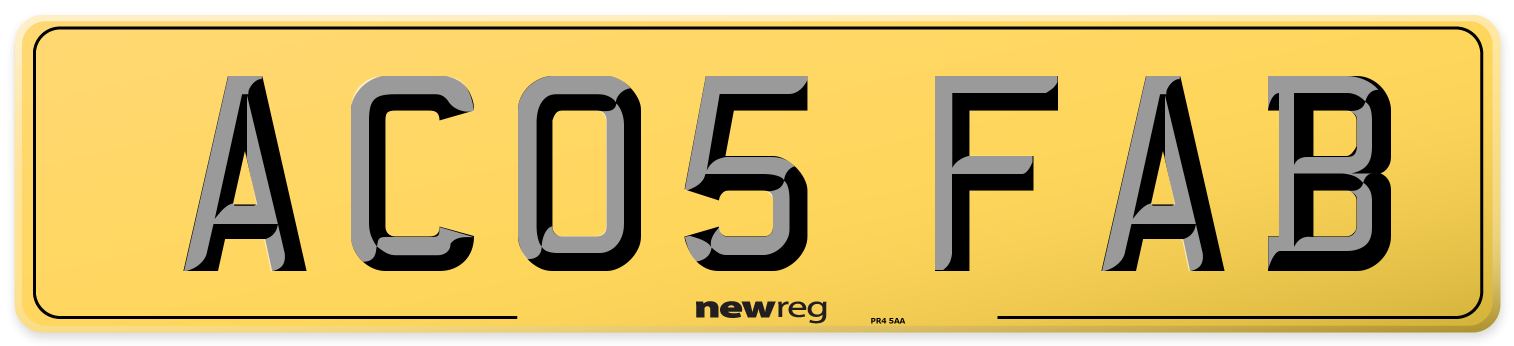 AC05 FAB Rear Number Plate