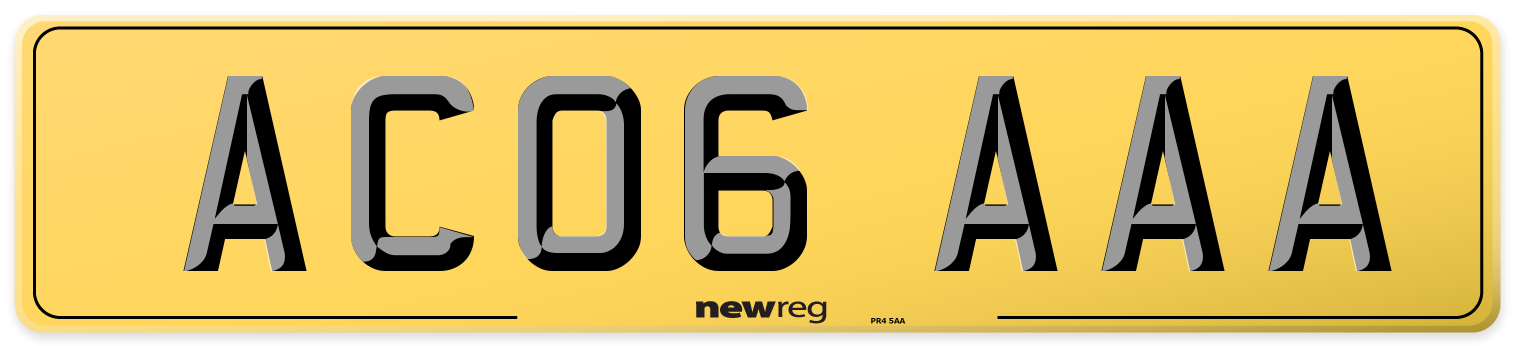 AC06 AAA Rear Number Plate
