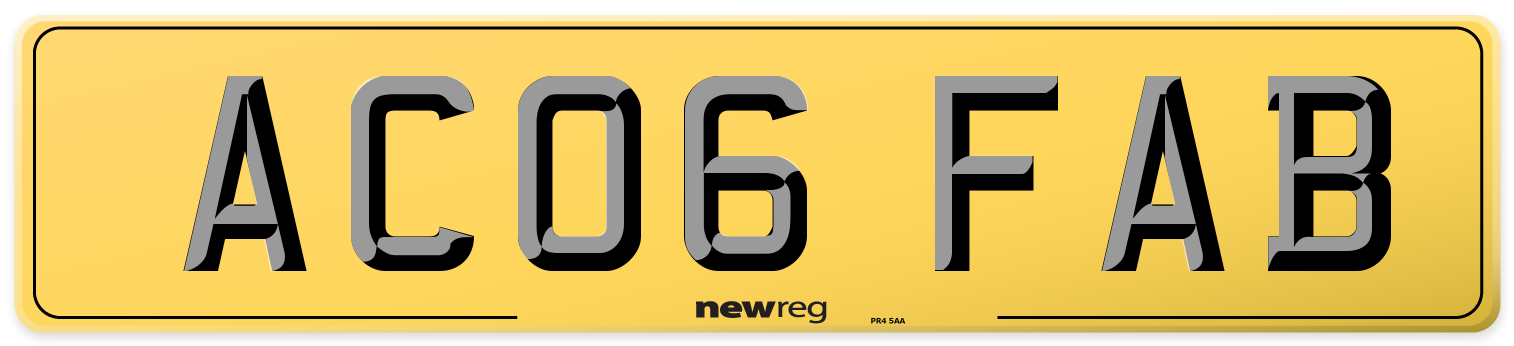 AC06 FAB Rear Number Plate