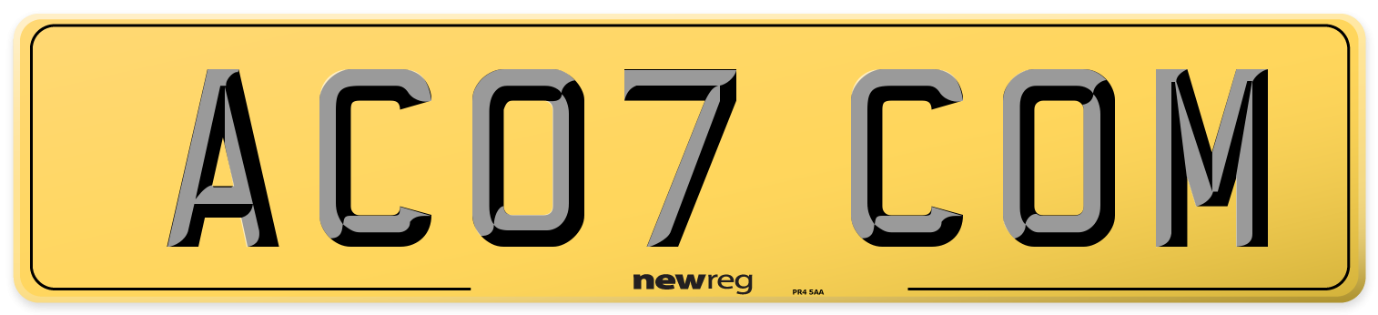 AC07 COM Rear Number Plate
