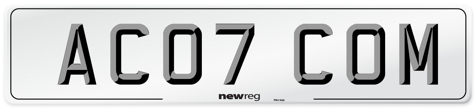 AC07 COM Front Number Plate