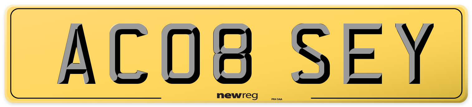 AC08 SEY Rear Number Plate