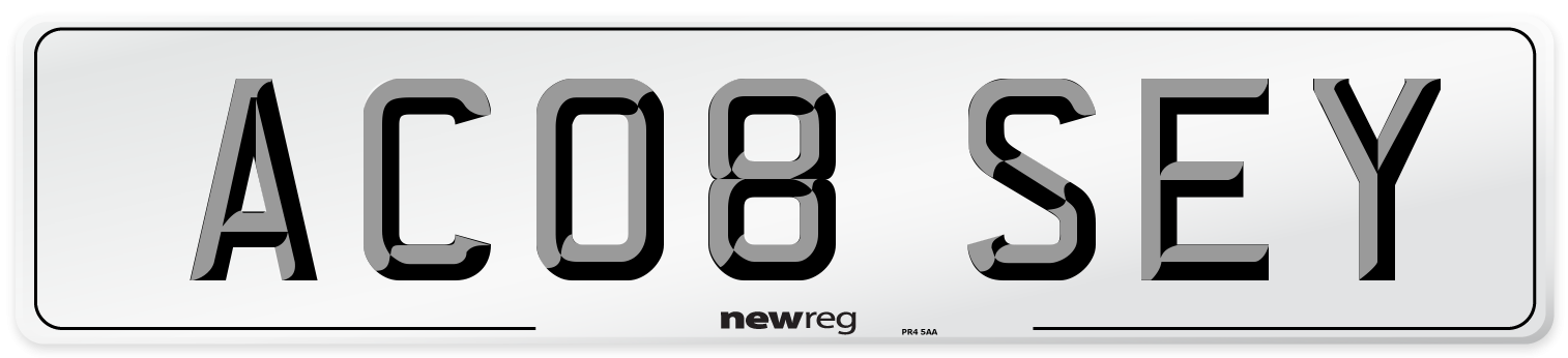 AC08 SEY Front Number Plate