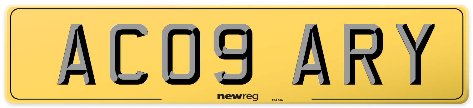 AC09 ARY Rear Number Plate