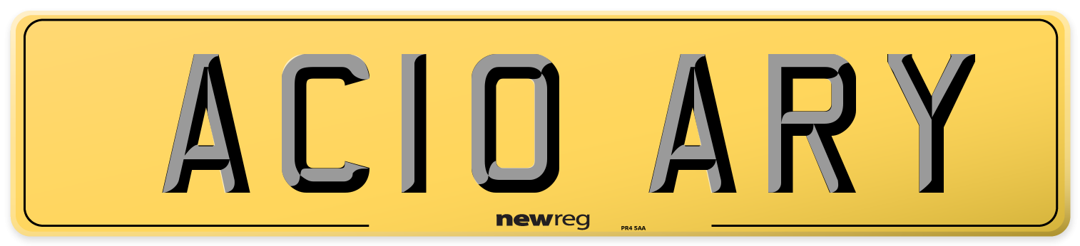 AC10 ARY Rear Number Plate