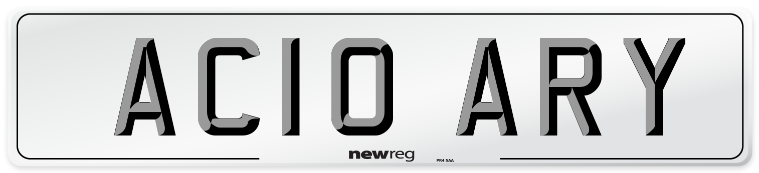 AC10 ARY Front Number Plate