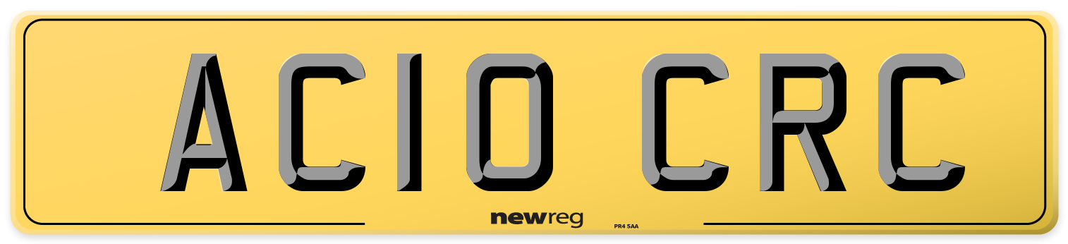AC10 CRC Rear Number Plate