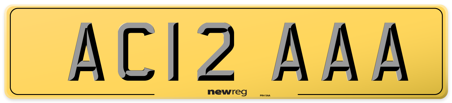 AC12 AAA Rear Number Plate