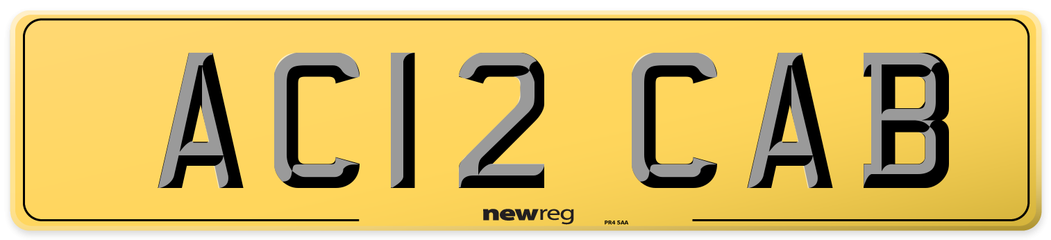 AC12 CAB Rear Number Plate