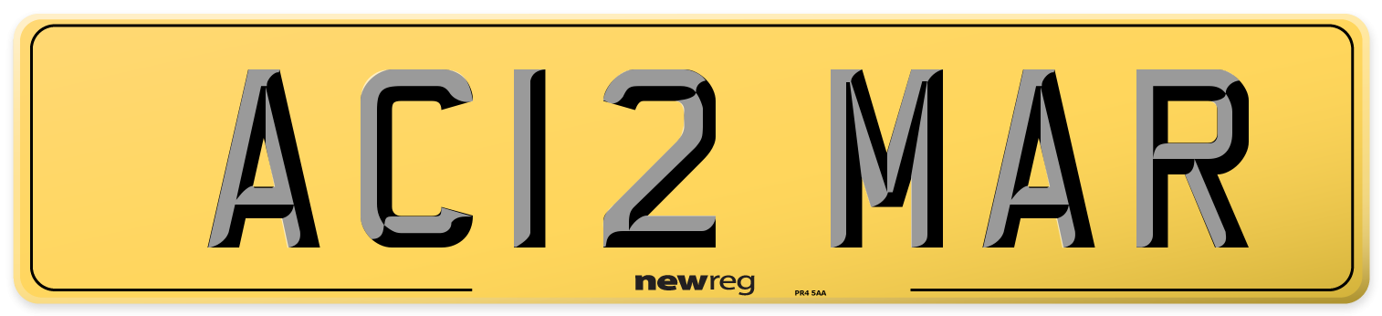 AC12 MAR Rear Number Plate