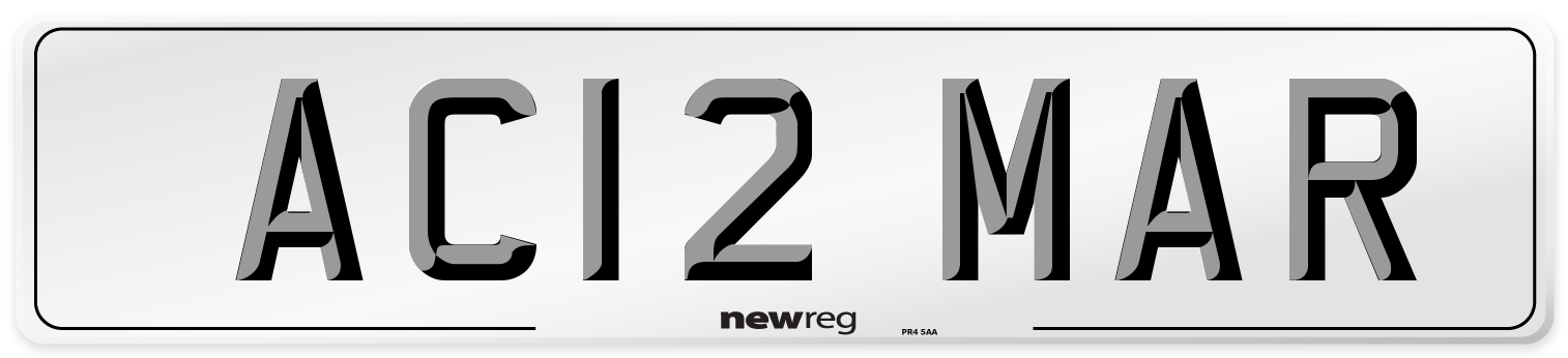AC12 MAR Front Number Plate