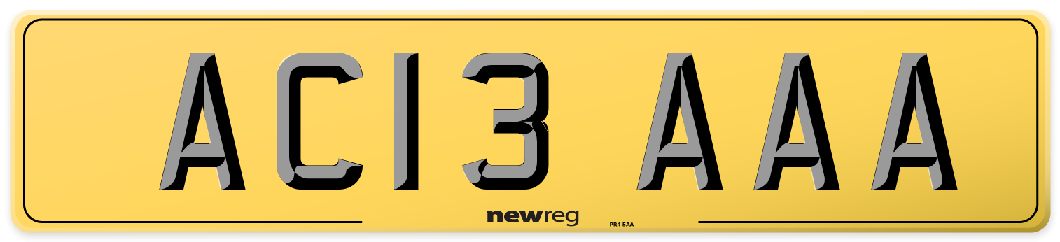 AC13 AAA Rear Number Plate