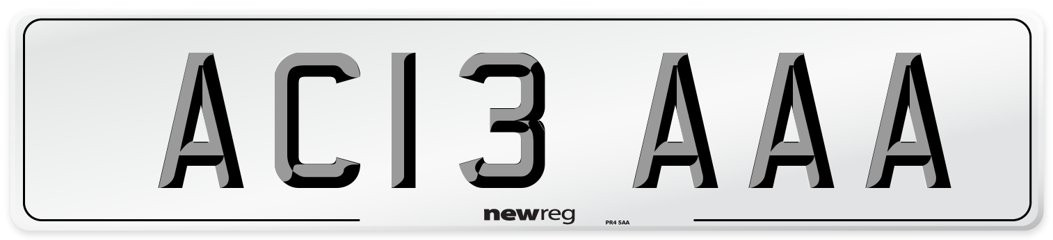 AC13 AAA Front Number Plate