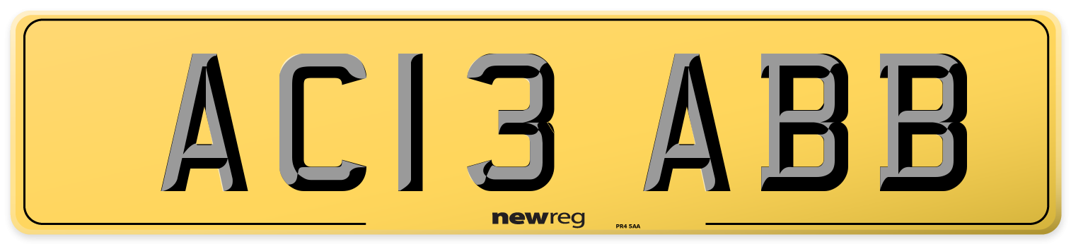 AC13 ABB Rear Number Plate