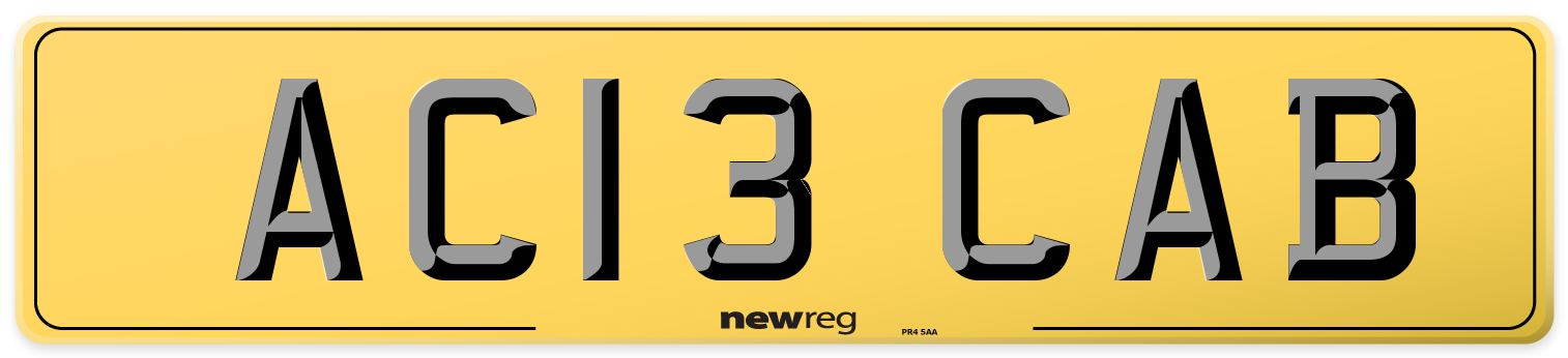 AC13 CAB Rear Number Plate