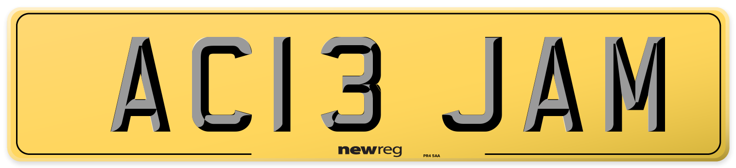 AC13 JAM Rear Number Plate