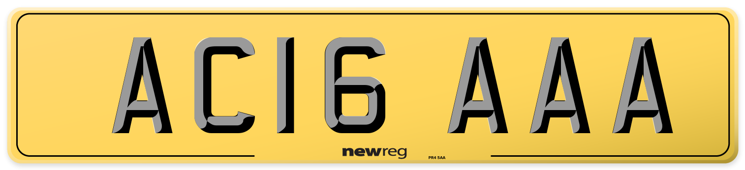 AC16 AAA Rear Number Plate