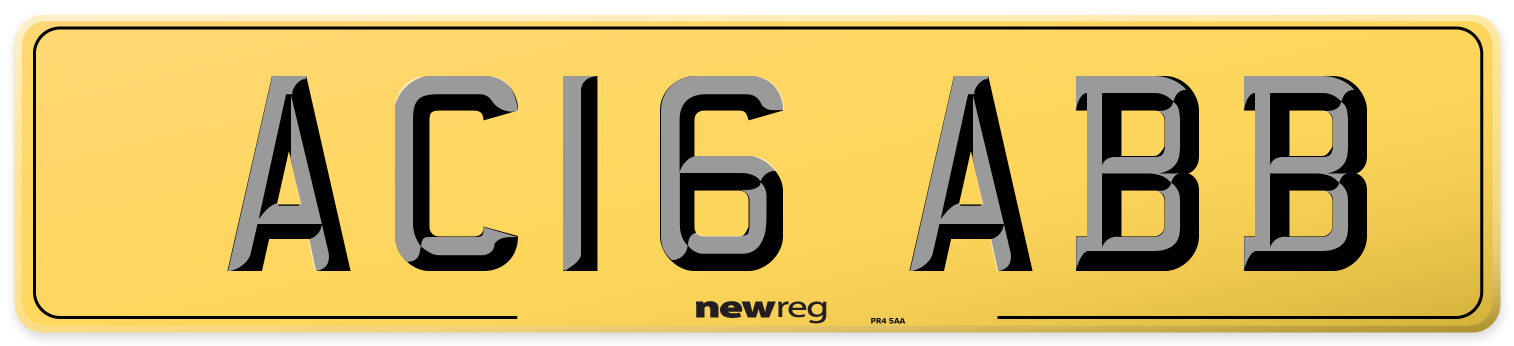 AC16 ABB Rear Number Plate