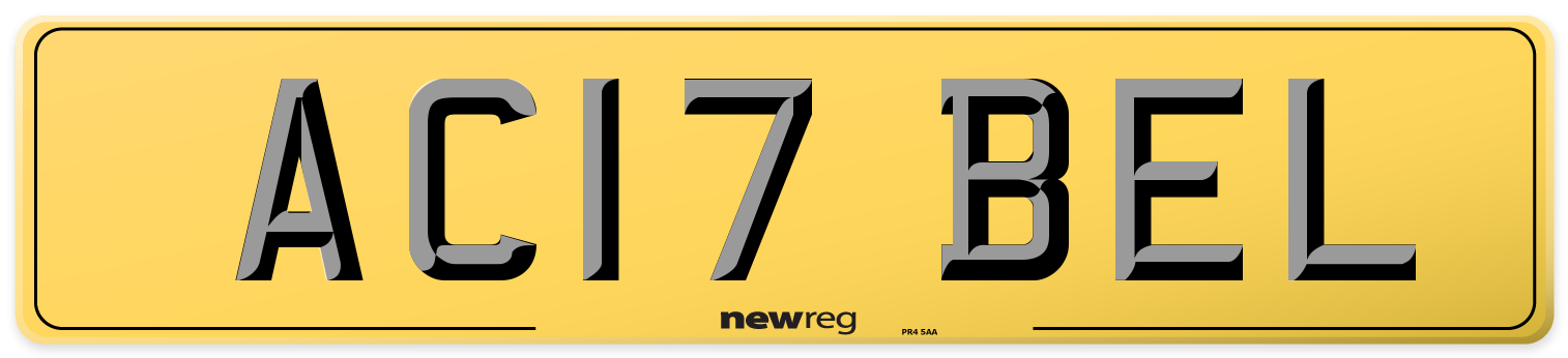 AC17 BEL Rear Number Plate