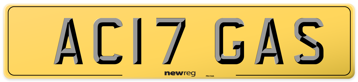 AC17 GAS Rear Number Plate