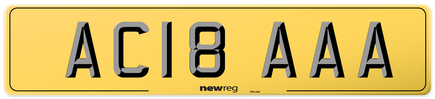 AC18 AAA Rear Number Plate