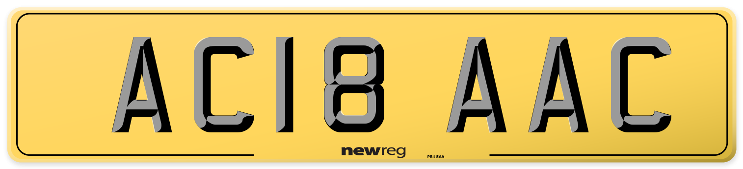 AC18 AAC Rear Number Plate
