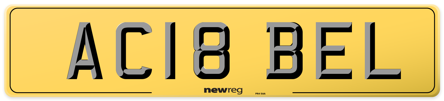 AC18 BEL Rear Number Plate