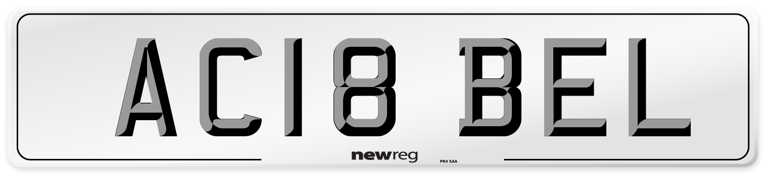 AC18 BEL Front Number Plate