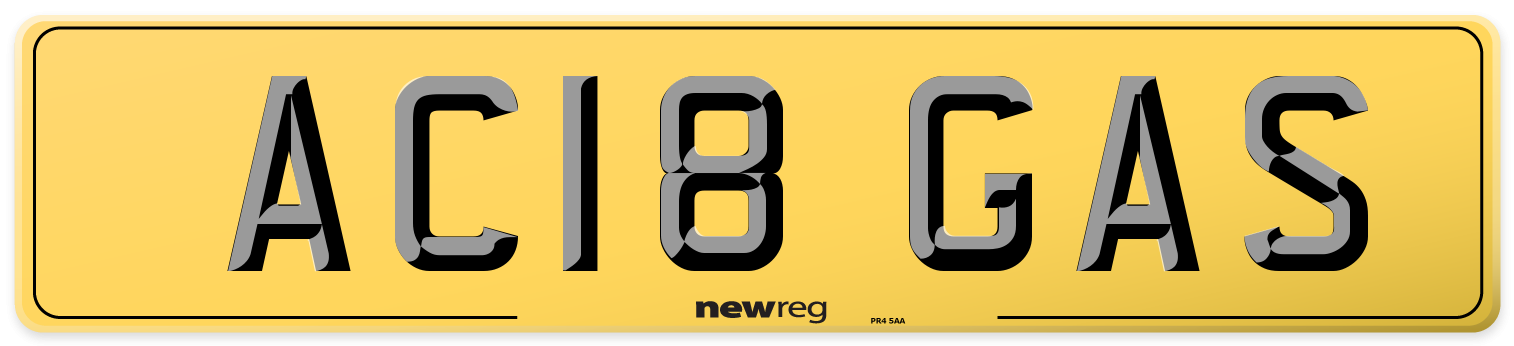 AC18 GAS Rear Number Plate