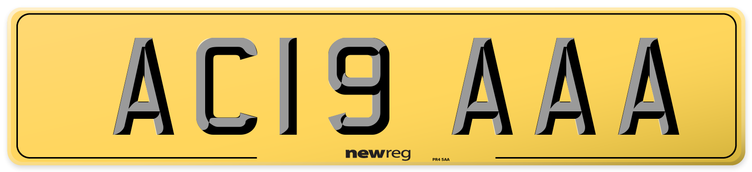 AC19 AAA Rear Number Plate