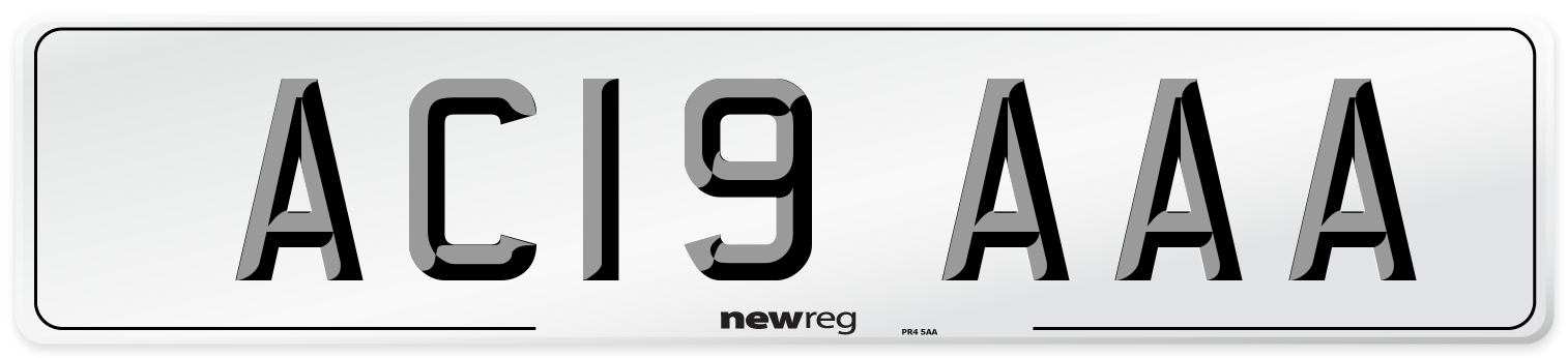 AC19 AAA Front Number Plate