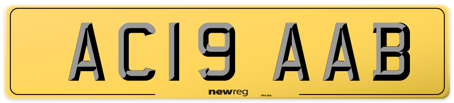 AC19 AAB Rear Number Plate