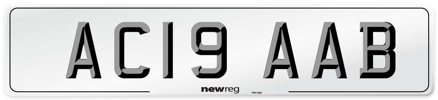 AC19 AAB Front Number Plate