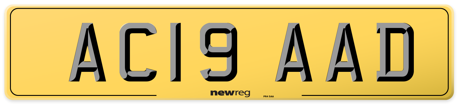 AC19 AAD Rear Number Plate