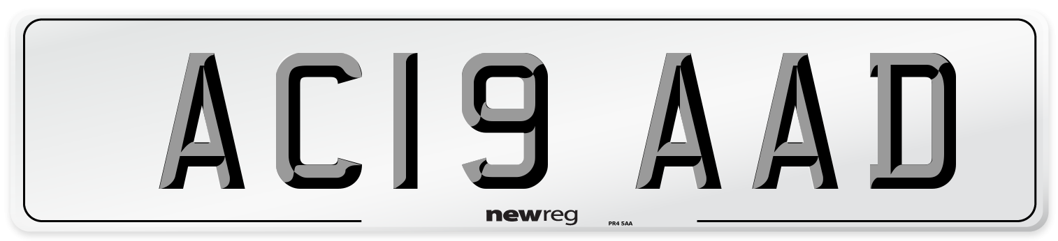 AC19 AAD Front Number Plate