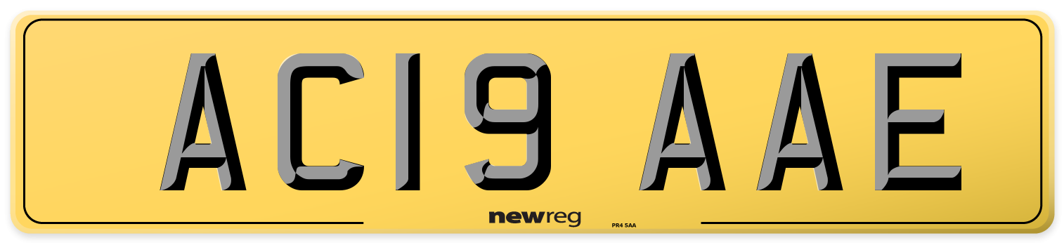 AC19 AAE Rear Number Plate