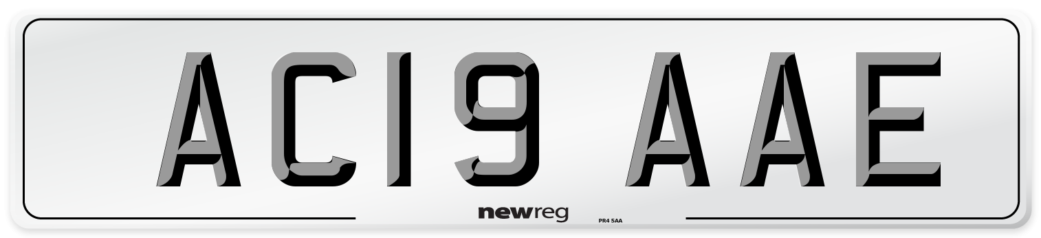 AC19 AAE Front Number Plate