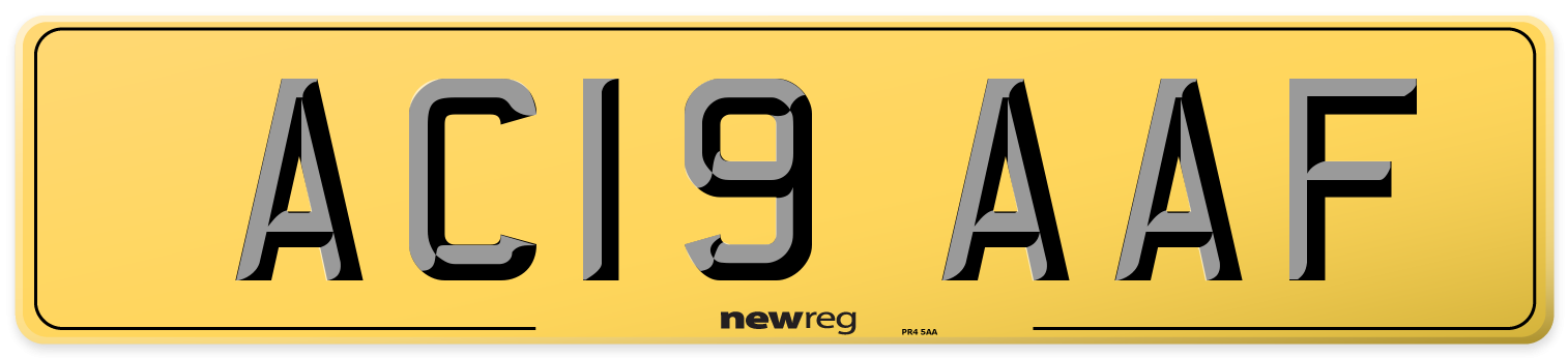 AC19 AAF Rear Number Plate