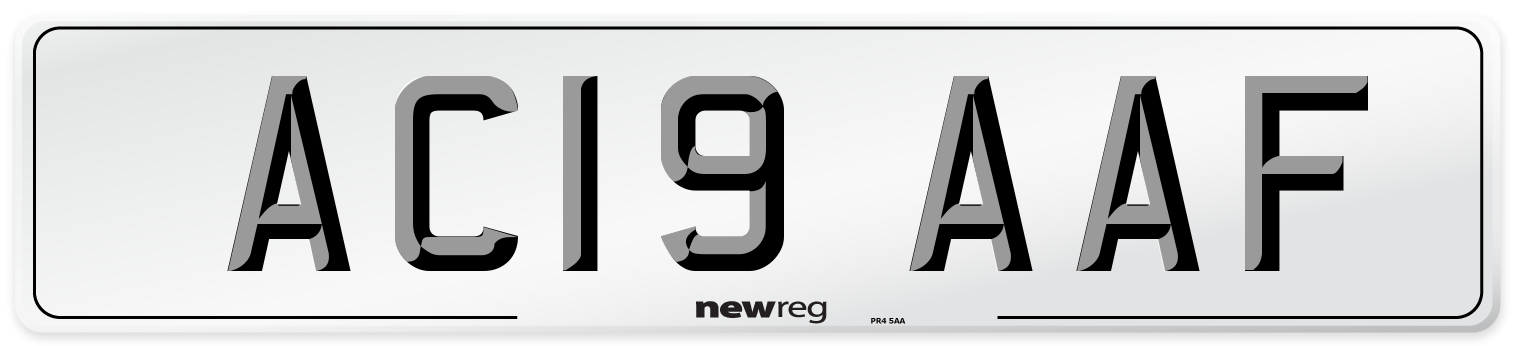 AC19 AAF Front Number Plate