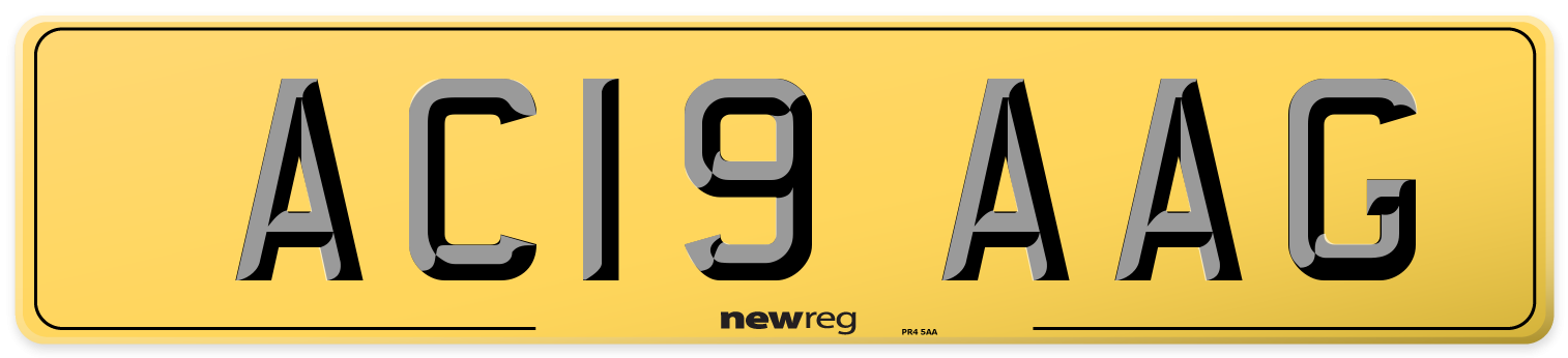 AC19 AAG Rear Number Plate