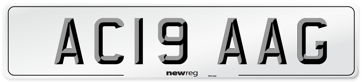 AC19 AAG Front Number Plate
